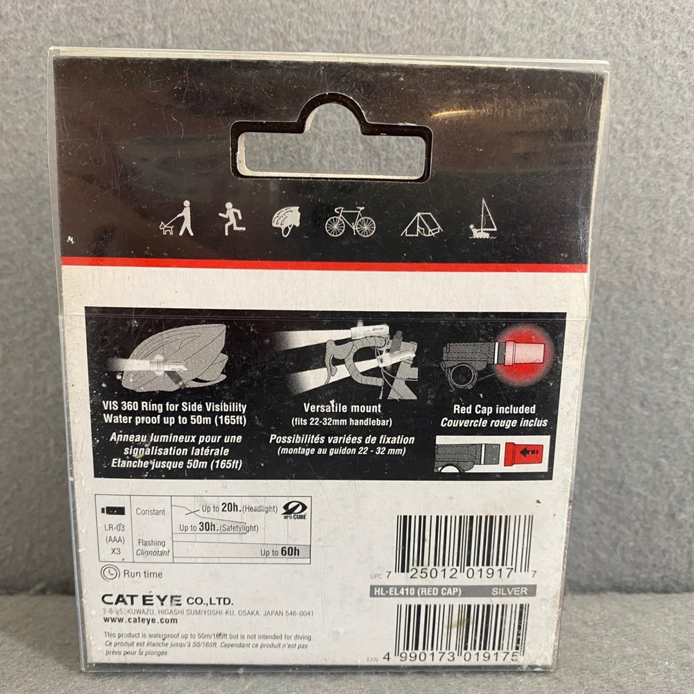CatEye HL-EL410 Silver LED Bike Headlight Waterproof 50m New In Box - Picture 2 of 6